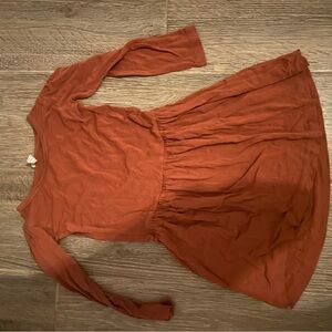 kate quinn rust orange long sleeve twirl dress